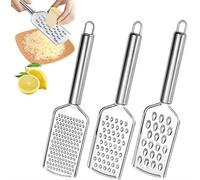 Heanvmyss Cheese Grater Lemon Zester,3 PCS Kitchen Grater with Handle,Fine Hand Grater,Sharp Stainless Steel Blade,Easy to Grate for Ginger,Garlic,Nutmeg,Chocolate(Silver)