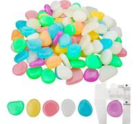 Heanvmyss Colorful Luminous Pebbles,300 Pcs Glow in the Dark Rocks,Glowing Pebble Stones,Luminous Cobblestones,Mixed Color Outdoor Decorations Stones for Landscaping Aquarium Fish Tank Sidewalk(1cm)