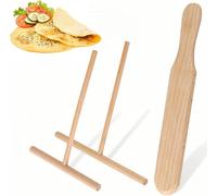 Heanvmyss Crepe Spreader and Spatula Kit,3 PCS Pancake Spreader Tool,Crepe Stick,T Shape Wooden Batter Spreaders,Pancake Making Tools for Home Kitchen Cooking Baking