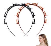Heanvmyss Double Layer Clip Headbands,2 Pcs Double Bangs Hairstyle Hair Pin,Teeth Comb Hair Hoop With Clips Attached,Twist Plait Hairbands for Women Girls(Black,Brown)