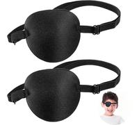 Heanvmyss Eye Patch,2 Pcs 3D Adjustable Eye Patches for Adults Kids,Medical Eyepatch for Right or Left Eye,One Eye Cover for Amblyopia Lazy Eye,Pirate Costume(Black)