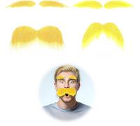 Heanvmyss Fake Beard,2 Sets of Fake Yellow Mustache and Eyebrows,Novelty Stick on False Moustache,Realistic Self-Adhesive Beard,Costume Accessories for Halloween Party Favors Cosplay