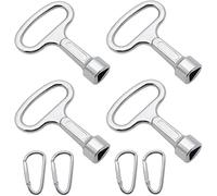 Heanvmyss Gas Meter Box Key,4 Pcs Metal Triangular Key,Radiator Key,Triangle Socket Key Set,Electric Meter Box Key with 4 Spring Hooks for Gas Water Electric Meter Box Cabinet(Silver)