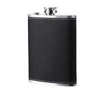 Heanvmyss Hip Flasks for Liquor,Pocket Hip Flask 8 Oz,Stainless Steel Flagon for Women Men,Leakproof Thin Flasks with Never Lose Metal Cap,Portable Drinking Flasks for Wedding Party (Black)