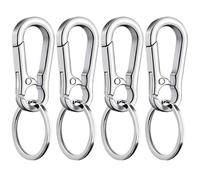 Heanvmyss Key Ring,4 Pcs Metal Clip Keyring,Carabiner Keyrings,Keyring Clip,Portable Key Chain With Mountaineering Buckle,Lobster Clasps Swivel Clips for Men Women Car(Silver)