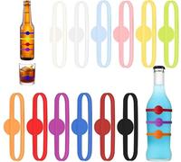 Heanvmyss Silicone Stretchable Drink Markers,12 PCS Mixed Colour Wine Glasses Charms,Glass Identifiers,Reusable Bottle Strip Tag Drink Labels for Party,Bar,KTV,Cocktail,Wedding,Birthday
