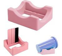 Heanvmyss Small Silicone Cup Cradle for Crafting,Cradle for Tumblers with Built-in Slot and Felt Edge Squeegee,Silica Gel Tumbler Holder,Anti-Skidding Tumbler Stand for Bottles,Crafts,DIY(Pink)