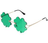 Heanvmyss St Patricks Day Glasses,Green Irish Sunglasses,Lucky Four Clover Eyeglasses with Metal Frame,Day Decorations Accessories for Men and Women Party Carnival