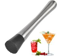 Heanvmyss Stainless Steel Cocktail Muddler,10 inch Ice Crusher,Bar Tool,Professional Drink Muddler with Grooved Head,Fruit Mixer for Cocktail Making,Fruit Crushing