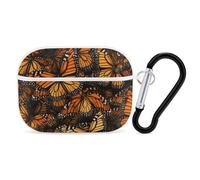 Heaps of Orange Monarch Butterflies Airpod Pro Case Cover Wireless Earbuds Case Protective Cover with Keychain Compatible with AirPods 1st & 2nd Generation Full Protective, Front LED Visible White