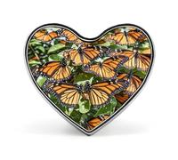 Heaps of Orange Monarch Butterflies Brooch Elegant And Graceful Heart Lapel Pin Heart Shape Pinback Button Badge Love Printed Cute Badge Button Pin Fashion Broochs for Backpack Jacket Clothes