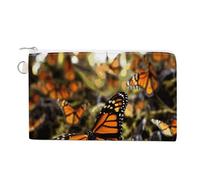 Heaps of Orange Monarch Butterflies Canvas Coin Purse, Portable Zippered Change Pouch for Women, Small Wallet for Coins Keys Cards Lipstick