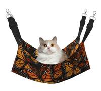 Heaps of Orange Monarch Butterflies Cat Hammock for Cage Hanging Soft Pet Hammock Bed with Adjustable Straps and Metal Hooks Reversible Double Sided Hanging Bed Soft Sleeping Hammock for Cats