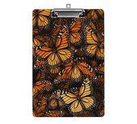 Heaps of Orange Monarch Butterflies Clipboard, A4 Acrylic Clipboard with Hanging Hole, Ultra-Light Clip Board - Holds 100 Sheets, Shatterproof Document Holder for Office, 12.5" X 8.5"
