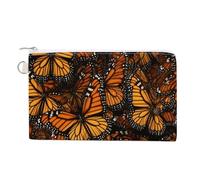 Heaps of Orange Monarch Butterflies Coin Purse with Key Ring Cute Change Purse Travel Portable Keychain Wallet with Zipper for Women Girls, style, One Size, Floral