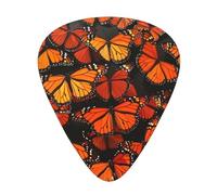 Heaps Of Orange Monarch Butterflies - Guitar Picks-12 Pack Includes Thin, Medium & Heavy Gauges, Best Gift for Guitar Lovers