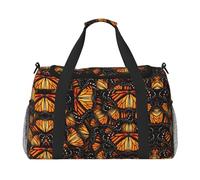 Heaps of Orange Monarch Butterflies Hand Travel Bag - Large Reusable Shopping Tote Bag, Perfect for Outdoor Activities, Sports, Camping & Groceries, Black, One Size