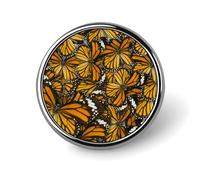 Heaps of Orange Monarch Butterflies Lapel Pins Metal Pin Badge Personalized Pinback Button Badges Classic Round Badge Recognition Enamel Lapel Pin for Jackets, Backpacks, Bags