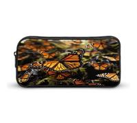 Heaps of Orange Monarch Butterflies Pencil Case Large Capacity Pencil Pouch Portable Cute Pen Bags Multifunctional Pencil Bag Sturdy Aesthetic Pen Pouch Fashion Tool Bag Desk Organizer Unisex