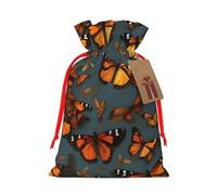 Heaps of Orange Monarch Butterflies Print Birthday Gifts Wrap Bag Unique Drawstring Gifts Bag Canvas Bags for Party Wedding Present,1 Piece M