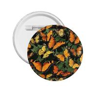 Heaps of Orange Monarch Butterflies -Print Custom Round Enamel Pin - Alloy Metal Lapel Badge For Jacket, Bag, Gift Idea.