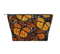 Heaps of Orange Monarch Butterflies Print Makeup Bag Trapezoid Travel Cosmetic Organiser Stylish Storage for Beauty & Gifts for Women Girls