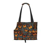 Heaps Of Orange Monarch Butterflies Print Pet Tote Bag,Portable Small Dogs Pet Tote Bag For Subway, Walking, Hiking