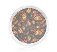 Heaps Of Orange Monarch Butterflies Print Round Glass Ashtray For Decor Living Room Bedroom Meeting Room Smoking Accessory