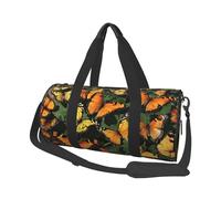 Heaps of Orange Monarch Butterflies -Print Round Travel Bag Large Capacity Duffel with Multiple Pockets Lightweight Foldable for Gym Weekend Trips.