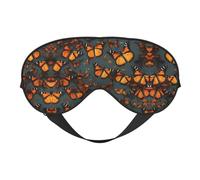 Heaps of Orange Monarch Butterflies Print Soft Eye Mask for Women Men Comfortable with Adjustable Strap for Travel Yoga Nap Shift Work