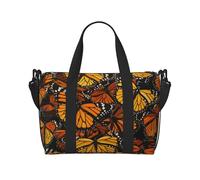 Heaps of Orange Monarch Butterflies Print Travel Duffel Bag, Lightweight Water-Resistant Weekender Spacious Gym & Travel Bag for Men, Women & Teens