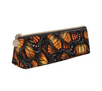 Heaps of Orange Monarch Butterflies Print Triangular Pencil Case Cosmetic Pouch Stationery Organizer Travel Versatile Everyday