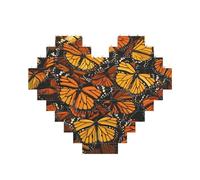 Heaps of Orange Monarch Butterflies Printed Jigsaw Puzzle 10.8x12.8 CM, Heart-Shaped Puzzle Challenging Game for Adults Gifts, Family Fun Decorative Wall Decor