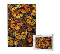 Heaps of Orange Monarch Butterflies Printed Jigsaw Puzzle with Storage Box, Wooden Puzzle for Adults and Kids, 1000 Pieces Family Fun Decorative Game