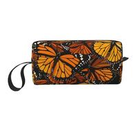 Heaps of Orange Monarch Butterflies Printed Makeup Bag with Handle, Lightweight Portable Cosmetic Organiser for Travel, Gym & Daily Use – Gift for Women Girls