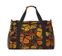 Heaps of Orange Monarch Butterflies Printed Travel Duffel Bag, Large Capacity Carry On Hand Luggage Weekend Bag for Women Men Gym Weekend