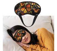 Heaps of Orange Monarch Butterflies Sleep Mask Soft Blackout Eye Mask with Adjustable Strap Comfortable Eye Shade Cover for Women Men Deep Rest Travel Work Home