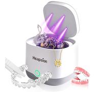 Heapsion Ultrasonic Retainer Cleaner, Portable Stainless Steel Tank Ultrasonic Retainer Cleaner Machine for Dentures, Jewelry, Watches, Braces & Mouth Guards with U-V-C Light- 45kHz, 24W, 200ML