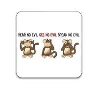 Hear No Evil See No Evil Speak No Evil Monkeys - Pack of 10 Square Stickers - 55mm x 55mm