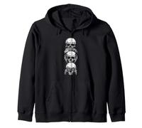 Hear See Speak No Evil Halloween Skull Skeleton Bones Gothic Zip Hoodie