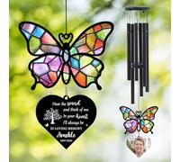 Hear The Wind And Think Of Me Butterfly Wind Chimes,Personalized Custom Butterfly Memorial Wind Chime with Photo Name & Date,Sympathy Keepsake Gift,Memorial Bereavement Gifts for Loss of Loved One