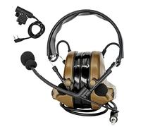 Hearangel Tactical Headset with Gel Ear Pads Automatic Sound Pickup Noise Reduction with Ken PTT 2 PIN Compatible with uv5r 2 Way Radio for Airsoft Sports (Coyote Brown)