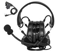 Hearangel Tactical Headset with Gel Ear Pads Automatic Sound Pickup Noise Reduction with Ken PTT 2 PIN Compatible with uv5r 2 Way Radio for Airsoft Sports (Black)