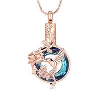 Hearbeingt Cremation Ashes Jewelry for Loved One Hummingbird Urn Necklace for Ashes Keepsake Pendant for Women Men, Stainless Steel, No Gemstone