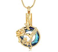Hearbeingt Cremation Ashes Jewelry for Loved One Hummingbird Urn Necklace for Ashes Keepsake Pendant for Women Men, Stainless Steel, No Gemstone