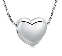 Hearbeingt Cremation Jewelry for Ashes Small Heart Cremation Urn Necklace for Ashes for Women Men Urn Jewelry Stainless Steel Keepsake Pendant, Stainless Steel, No Gemstone