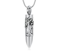 Hearbeingt Cremation Jewelry for Ashes Tree of Life Bullet Ashes Necklace Memorial Ash Pendant Keepsake Jewelry for Women Men Loved Ones, Stainless Steel, No Gemstone