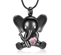 Hearbeingt Cremation Jewelry for Ashes Urn Necklace for Human Pet Ashes Pendant, Elephant Memorial Jewelry for Pet for Men Women, Stainless Steel, No Gemstone