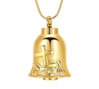 Hearbeingt Cross Motorcycle Urn Necklaces for Ashes Bell Cremation Jewelry for Ashes for Men Women Keepsake Memorial Gifts Urn Locket, Stainless Steel, No Gemstone