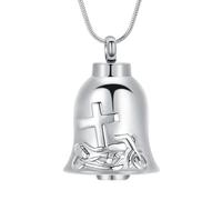 Hearbeingt Cross Motorcycle Urn Necklaces for Ashes Bell Cremation Jewelry for Ashes for Men Women Keepsake Memorial Gifts Urn Locket, Stainless Steel, No Gemstone